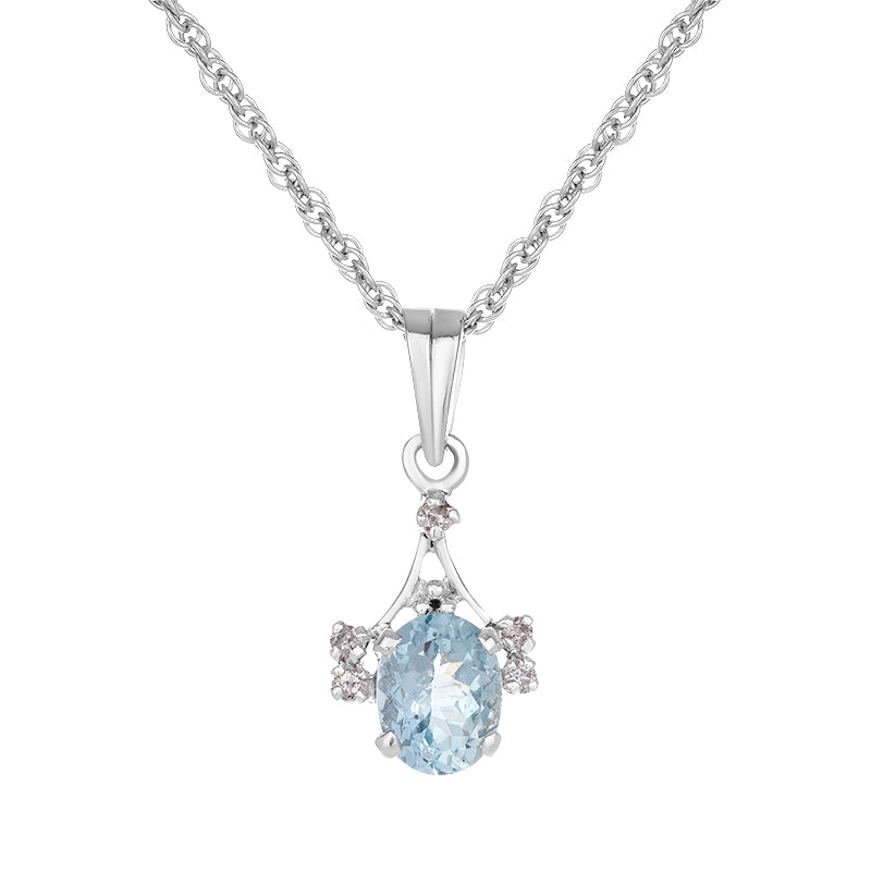 Sterling Silver Aqua & Diamond Pendant