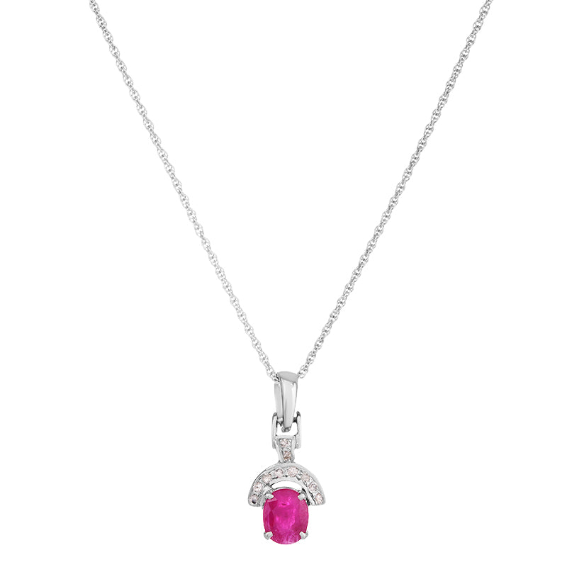 Sterling Silver Ruby & Diamond Pendant