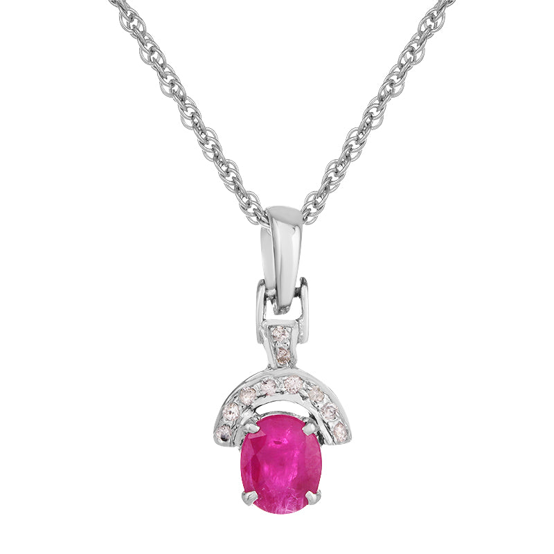 Sterling Silver Ruby & Diamond Pendant