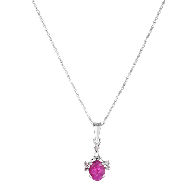 Sterling Silver Ruby & Diamond Pendant