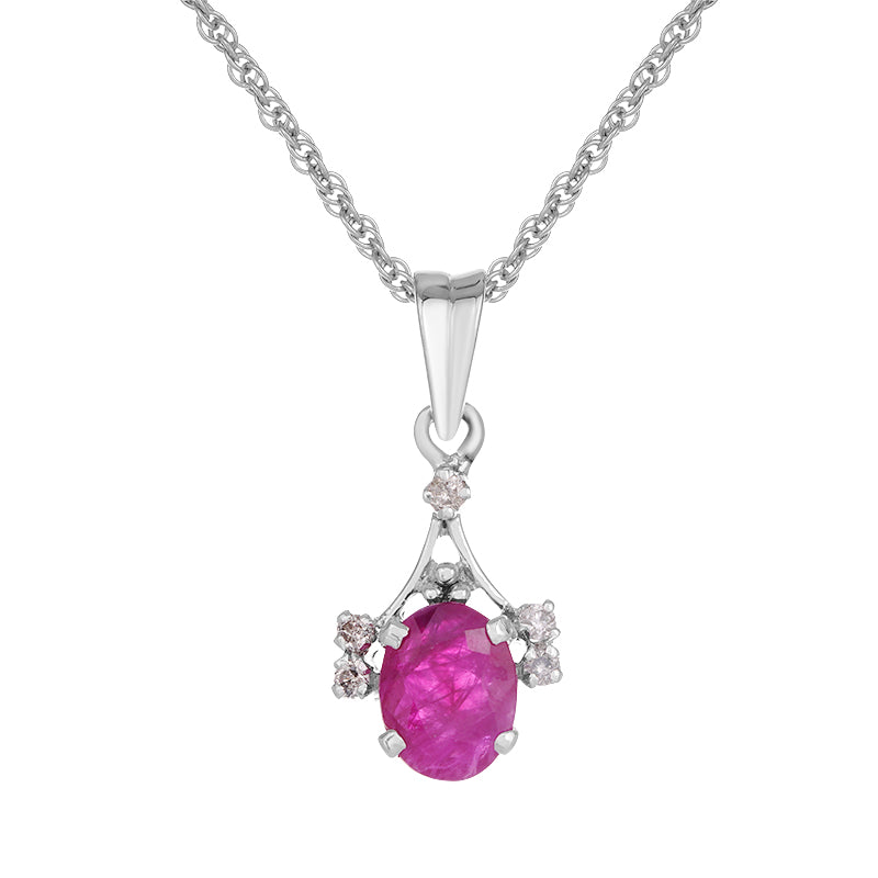 Sterling Silver Ruby & Diamond Pendant