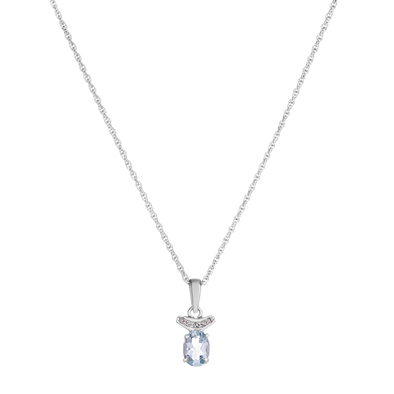 Sterling Silver Aqua & Diamond Pendant