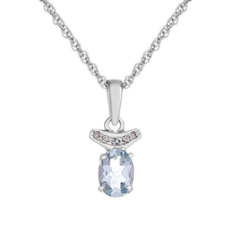 Sterling Silver Aqua & Diamond Pendant