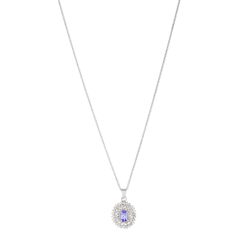 Sterling Silver Tanzanite & Diamond Pendant