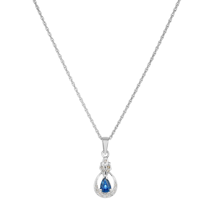 Sterling Silver Sapphire & Diamond Pendant