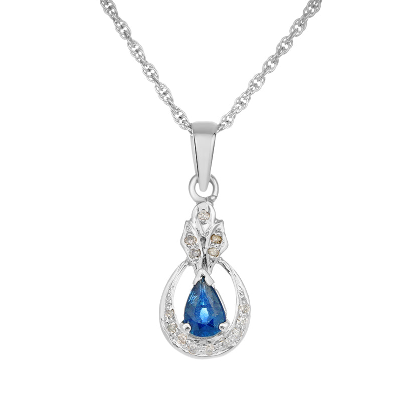 Sterling Silver Sapphire & Diamond Pendant