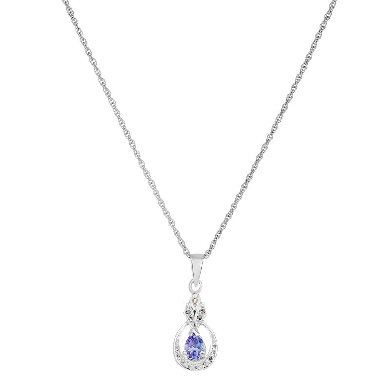 Sterling Silver Tanzanite & Diamond Pendant