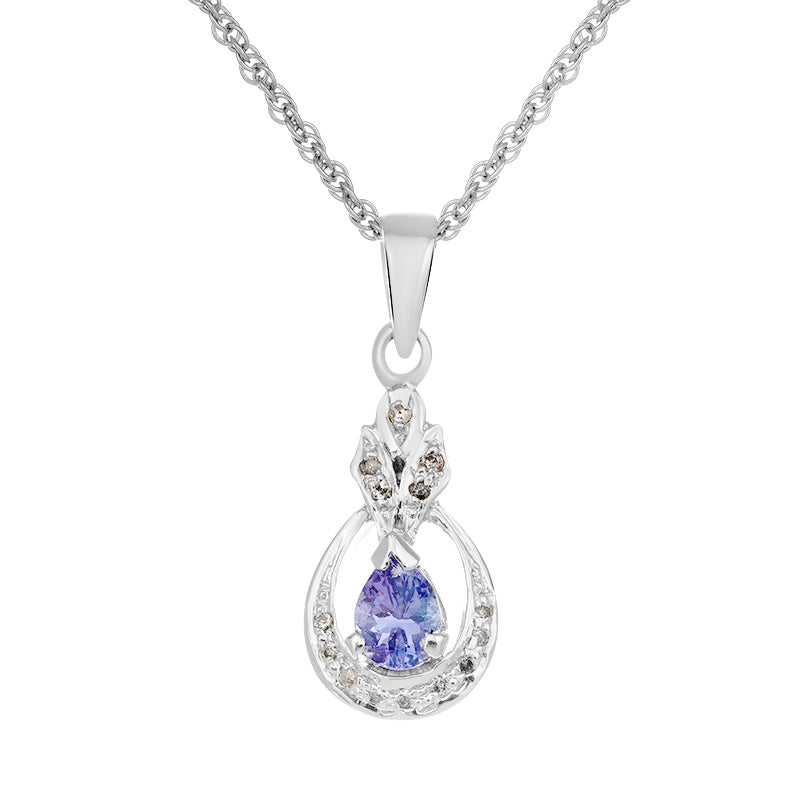 Sterling Silver Tanzanite & Diamond Pendant