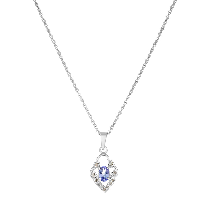 Sterling Silver Tanzanite & Diamond Pendant