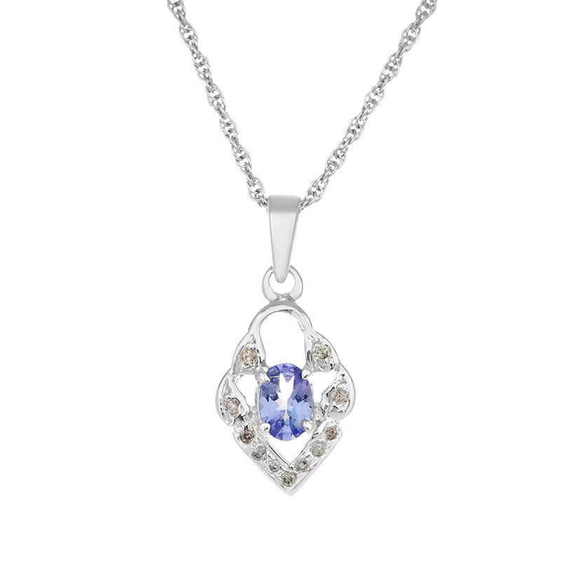 Sterling Silver Tanzanite & Diamond Pendant