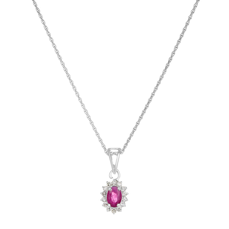 Sterling Silver Ruby & Diamond Pendant