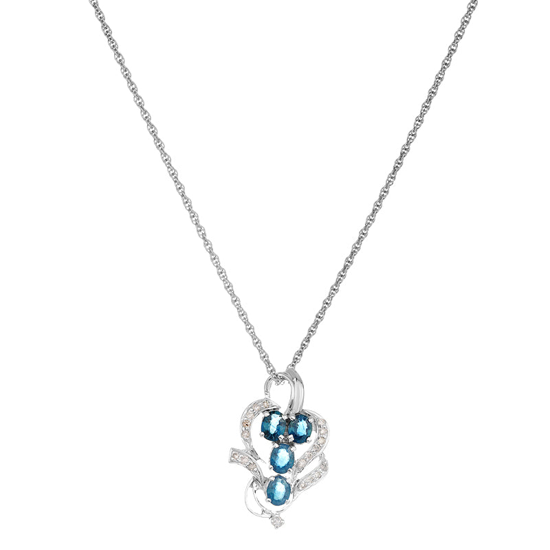 Sterling Silver Sapphire & Diamond Pendant