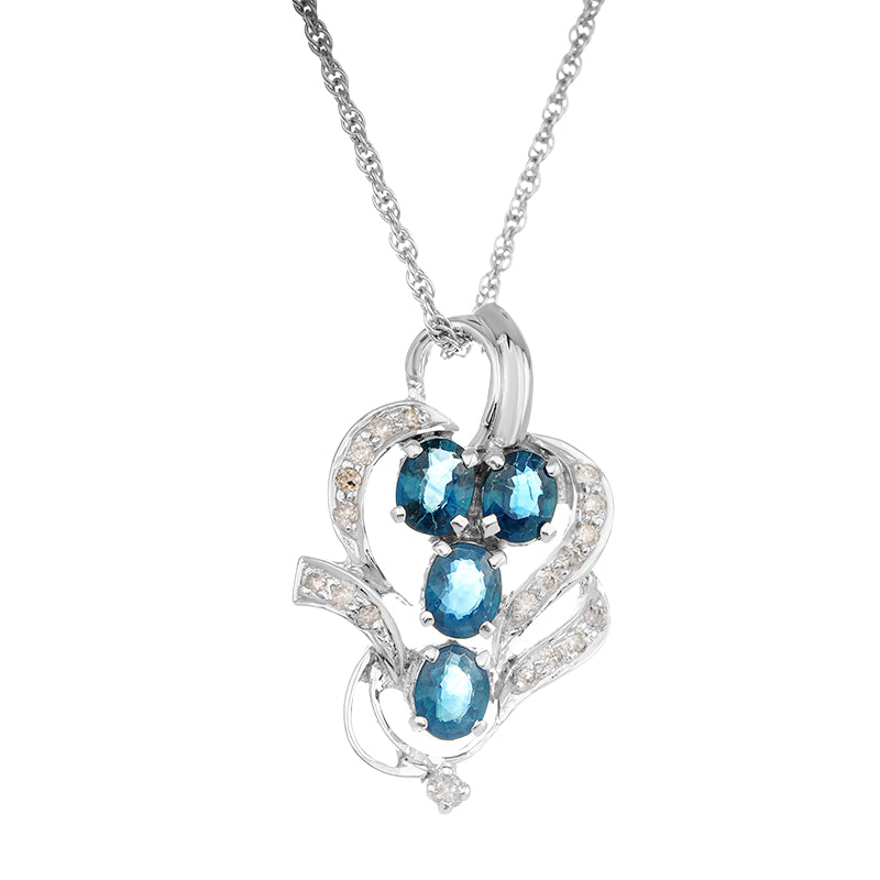 Sterling Silver Sapphire & Diamond Pendant