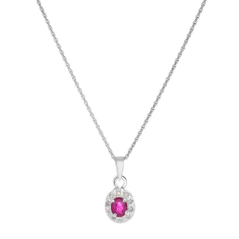 Sterling Silver Ruby & Diamond Pendant