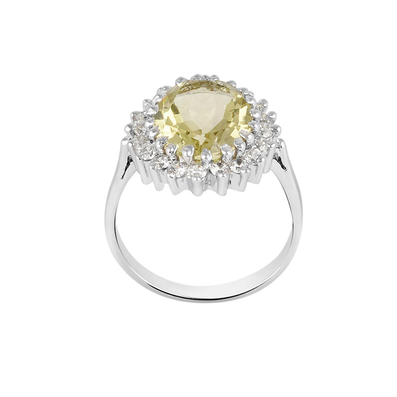 Lemon Topaz & Zircon Ring in Sterling Silver