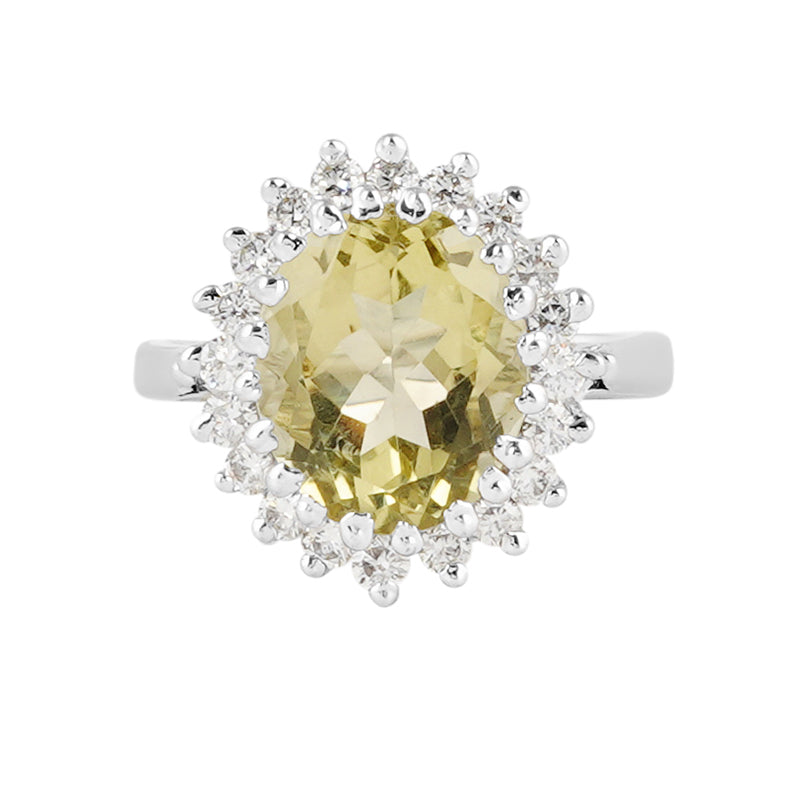 Lemon Topaz & Zircon Ring in Sterling Silver