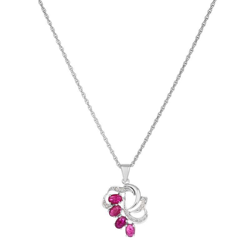 Sterling Silver Ruby & Diamond Pendant