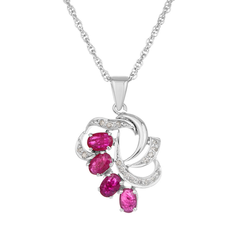 Sterling Silver Ruby & Diamond Pendant