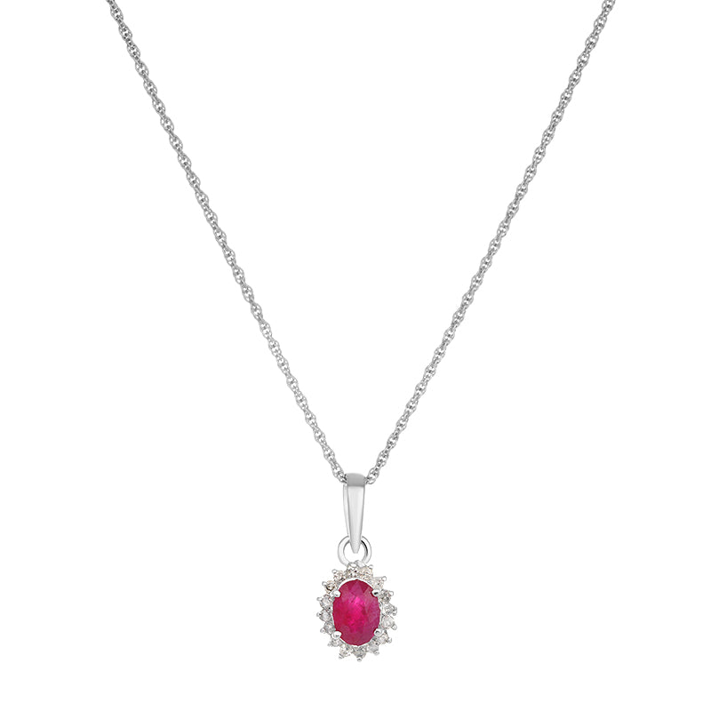 Sterling Silver Ruby & Diamond Pendant