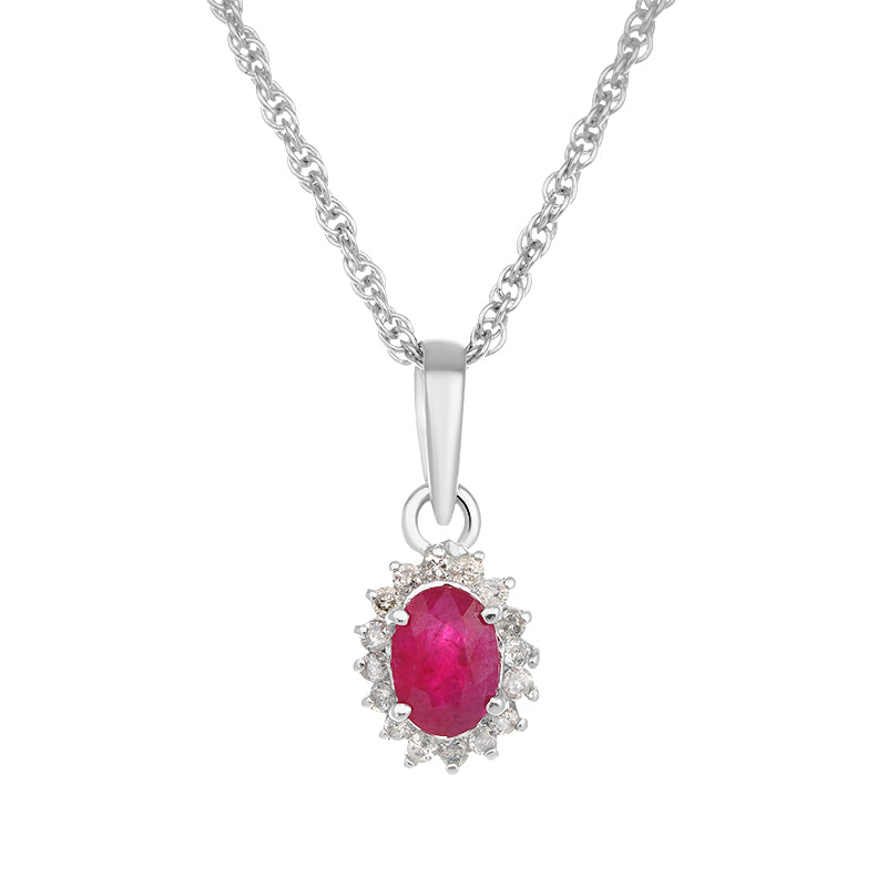 Sterling Silver Ruby & Diamond Pendant