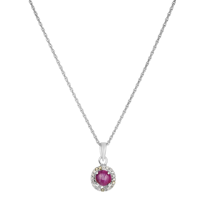 Sterling Silver Ruby Star & Diamond Pendant