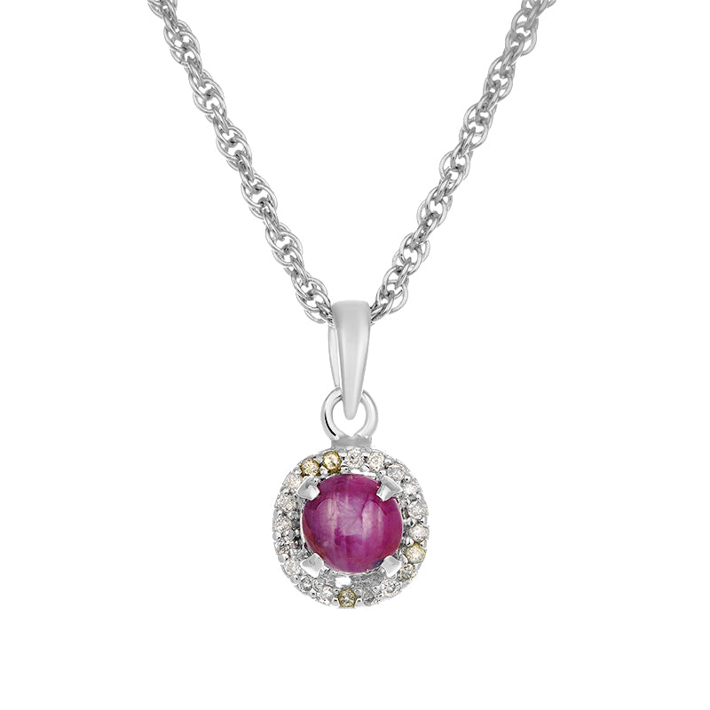 Sterling Silver Ruby Star & Diamond Pendant