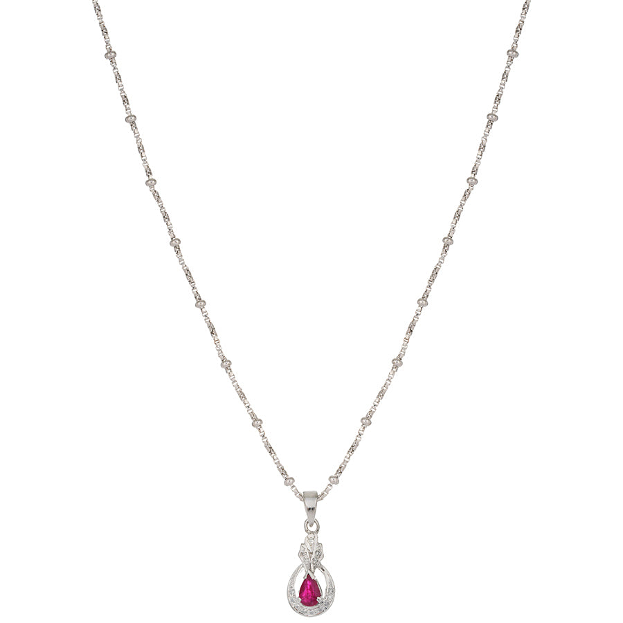 Sterling Silver Ruby & Diamond Pendant