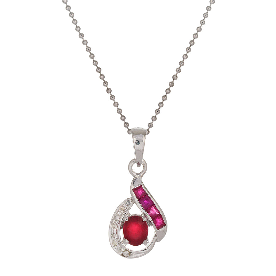 Sterling Silver Ruby & Diamond Pendant