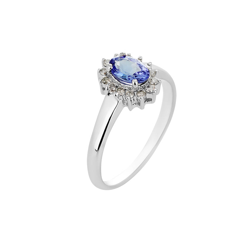 Tanzanite & Diamond Ring in Sterling Silver