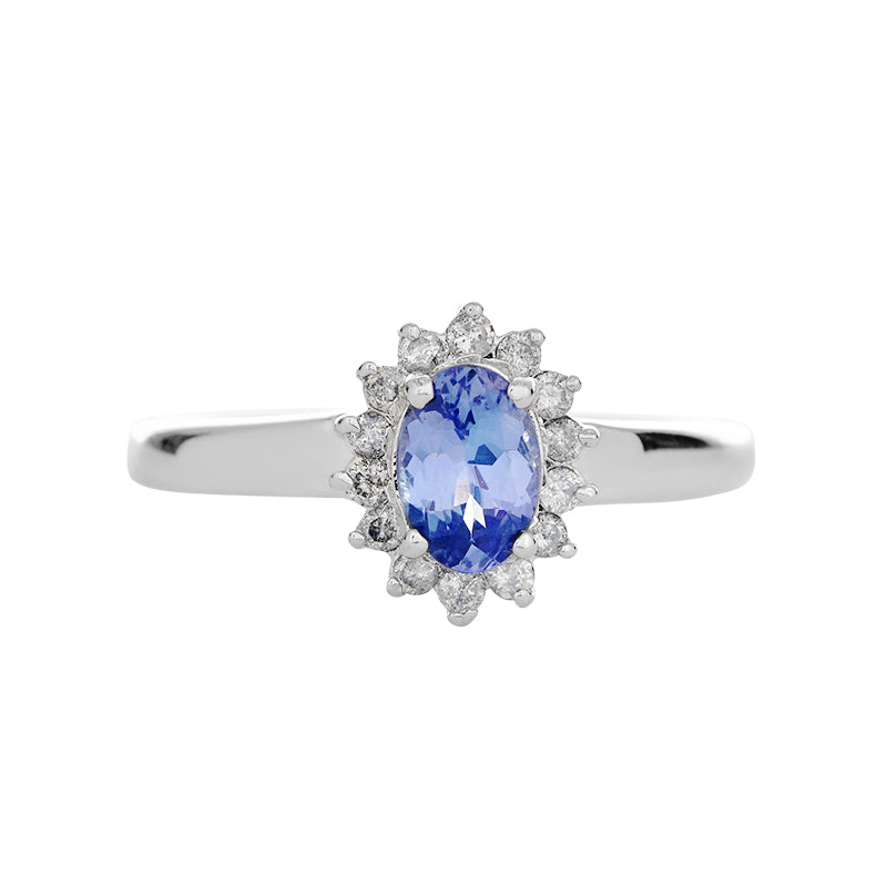 Tanzanite & Diamond Ring in Sterling Silver