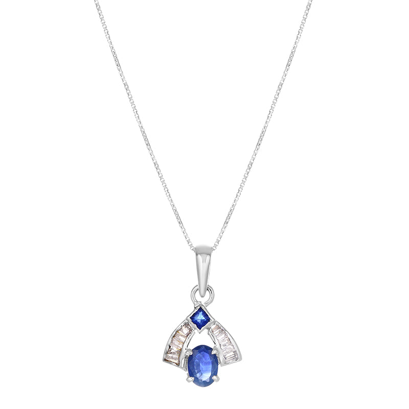 Sapphire & Diamond Pendant Set in Sterling Silver