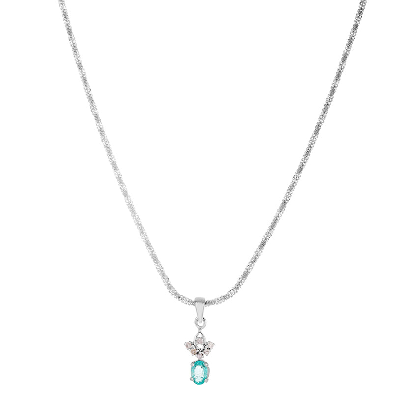 Emerald & Diamond Pendant Set in Sterling Silver