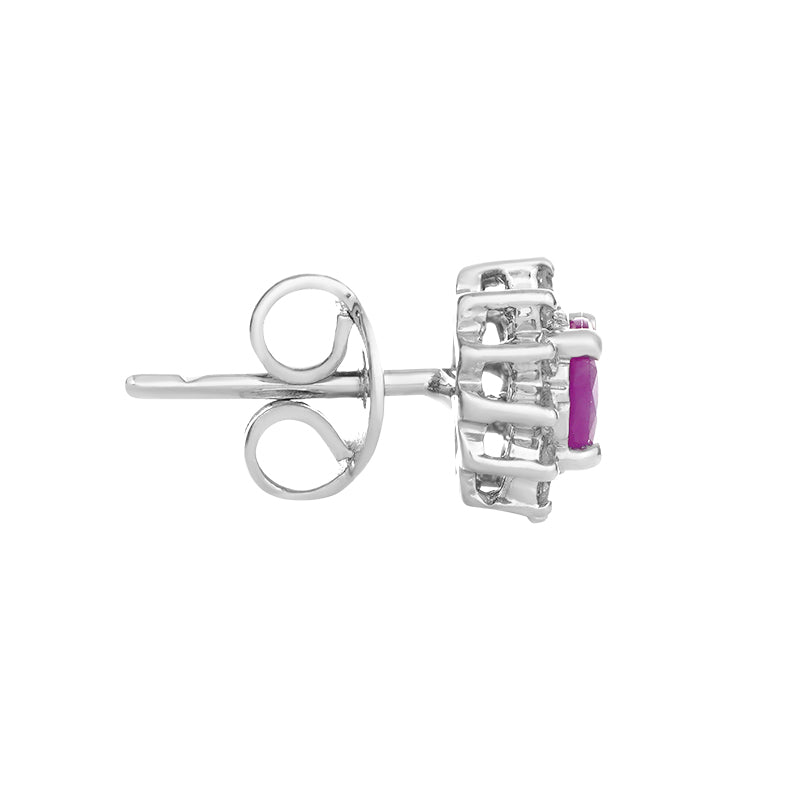 Sterling Silver Ruby & Diamond Stud