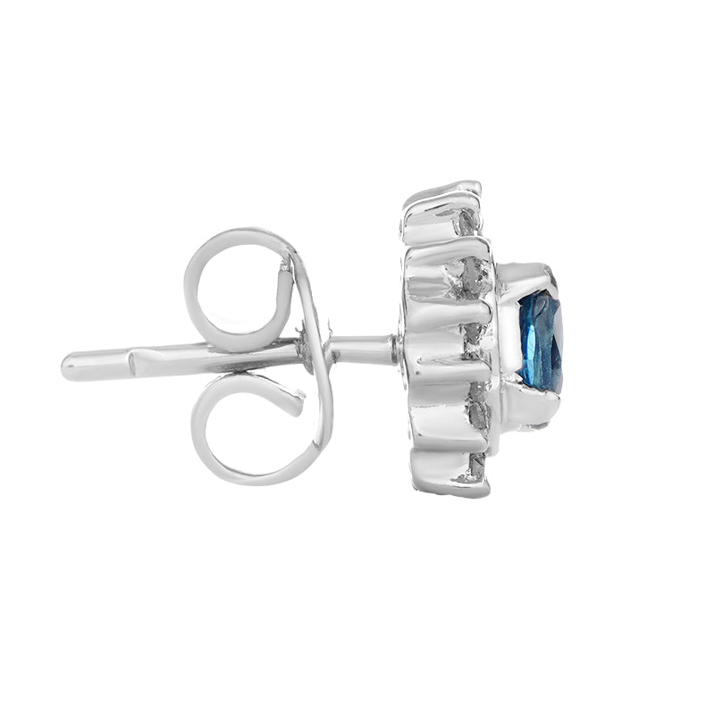 Sterling Silver Sapphire & Diamond Stud