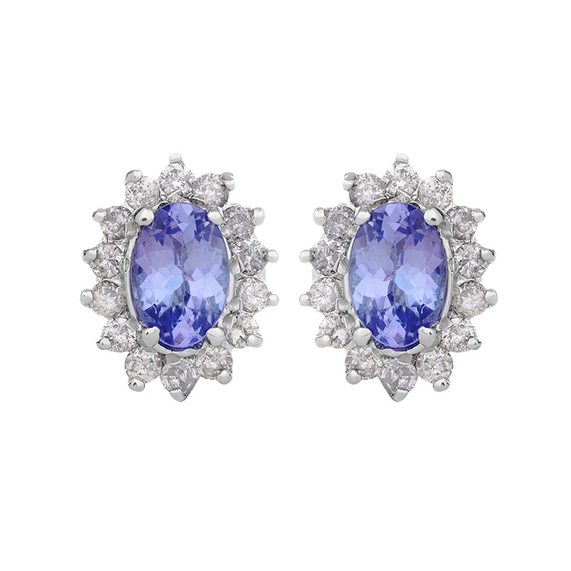 Sterling Silver Tanzanite & Diamond Stud