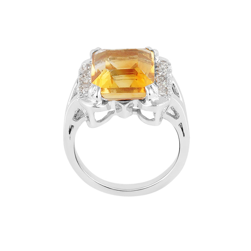 Golden Topaz & Zircon Ring in Sterling Silver