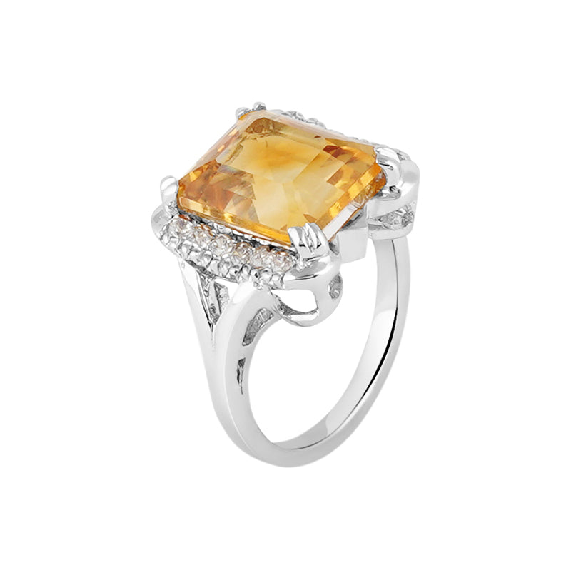 Golden Topaz & Zircon Ring in Sterling Silver