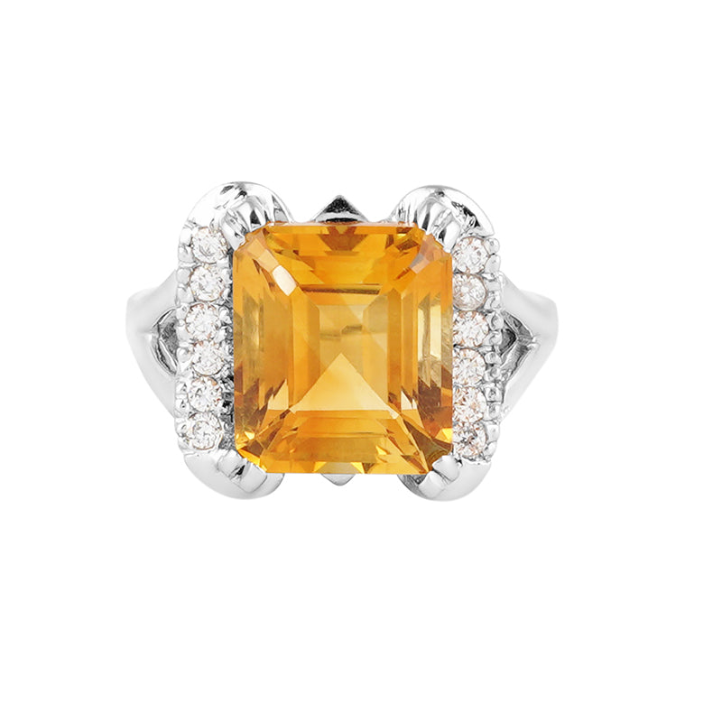 Golden Topaz & Zircon Ring in Sterling Silver