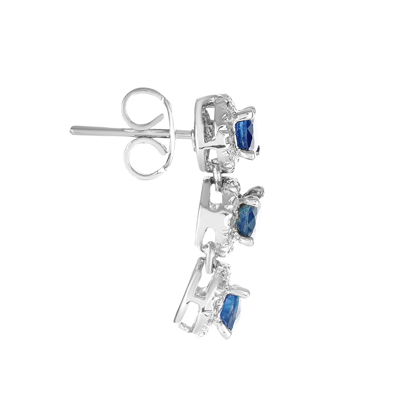 Sterling Silver Sapphire & Diamond Stud