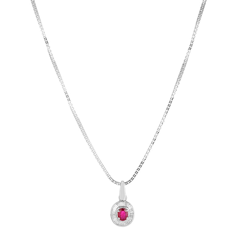 Sterling Silver Ruby & Diamond Pendant