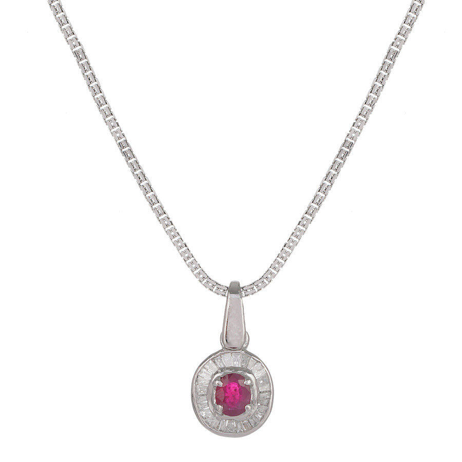 Sterling Silver Ruby & Diamond Pendant