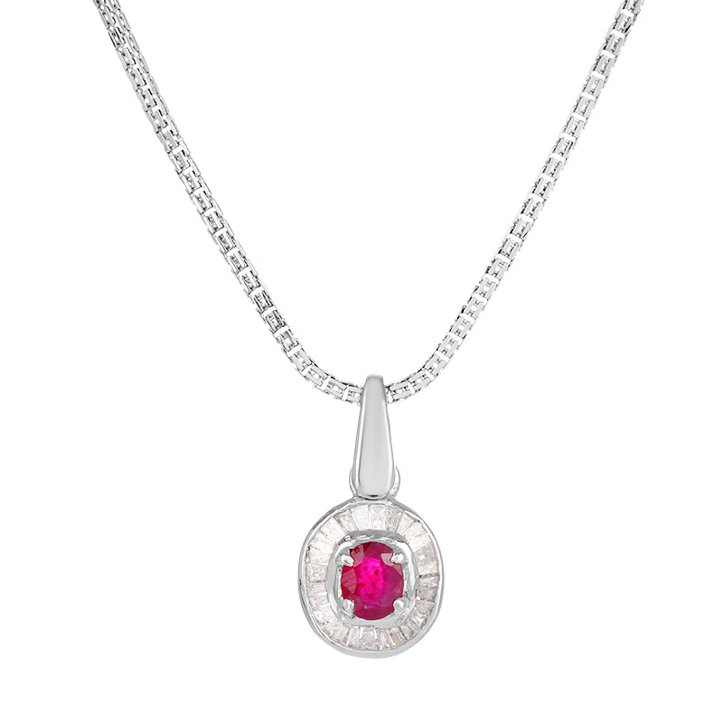 Sterling Silver Ruby & Diamond Pendant