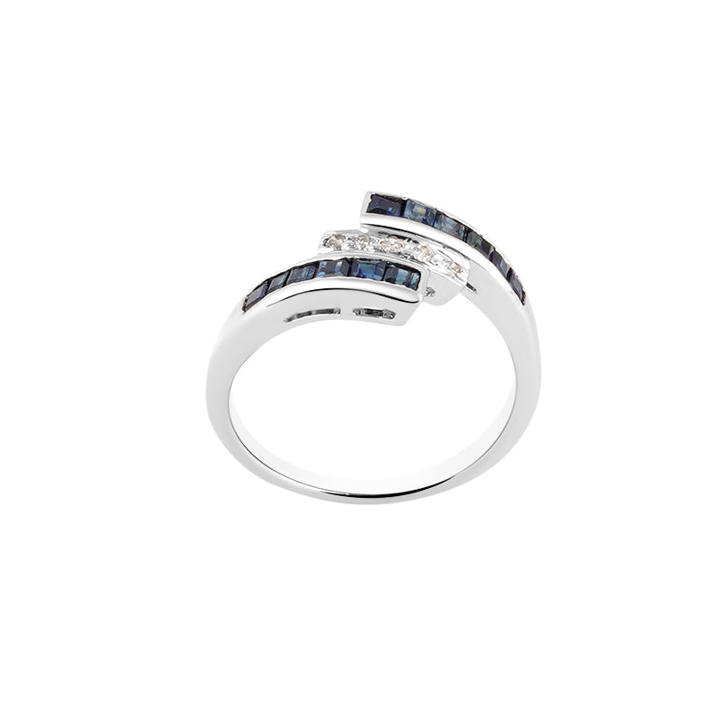 Sapphire & Diamond Ring in Sterling Silver