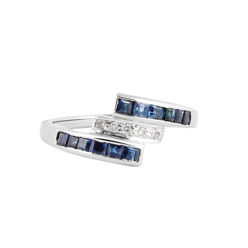 Sapphire & Diamond Ring in Sterling Silver