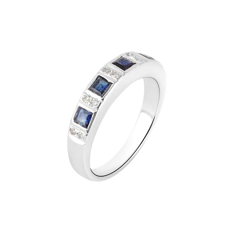 Sapphire & Diamond Ring in Sterling Silver