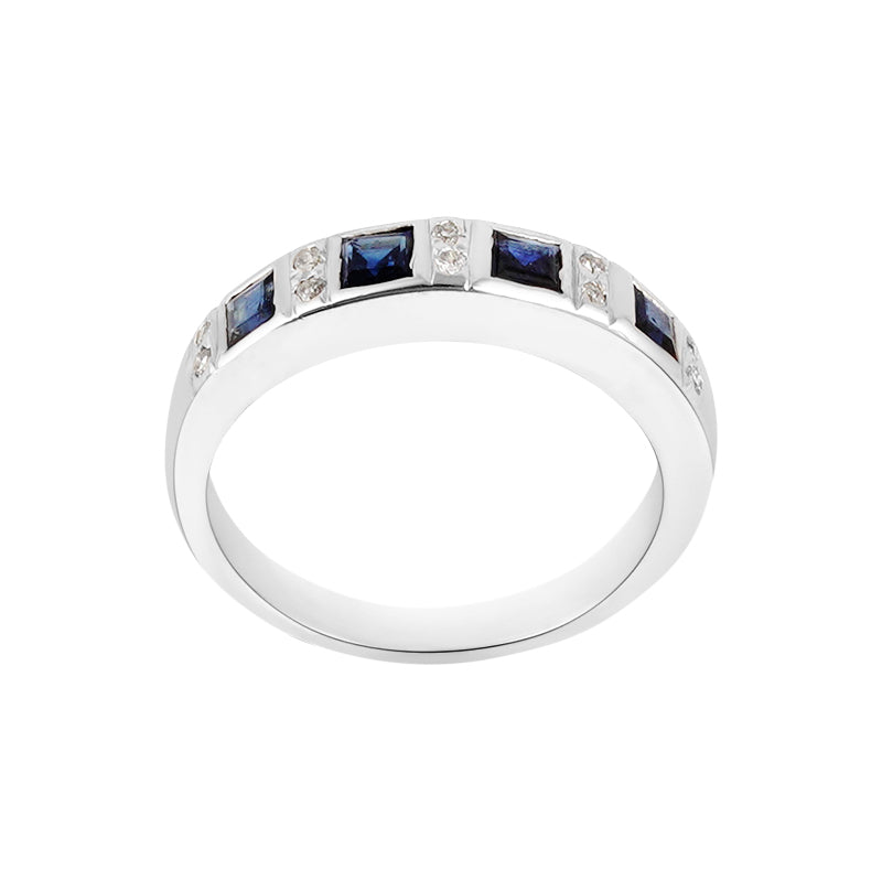 Sapphire & Diamond Ring in Sterling Silver