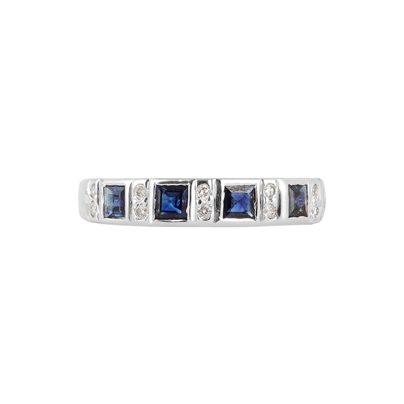 Sapphire & Diamond Ring in Sterling Silver