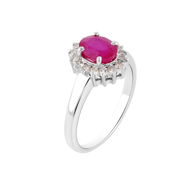 Ruby & Diamond Ring in Sterling Silver