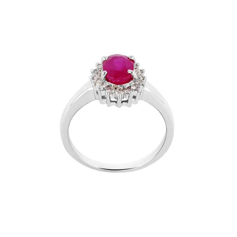 Ruby & Diamond Ring in Sterling Silver