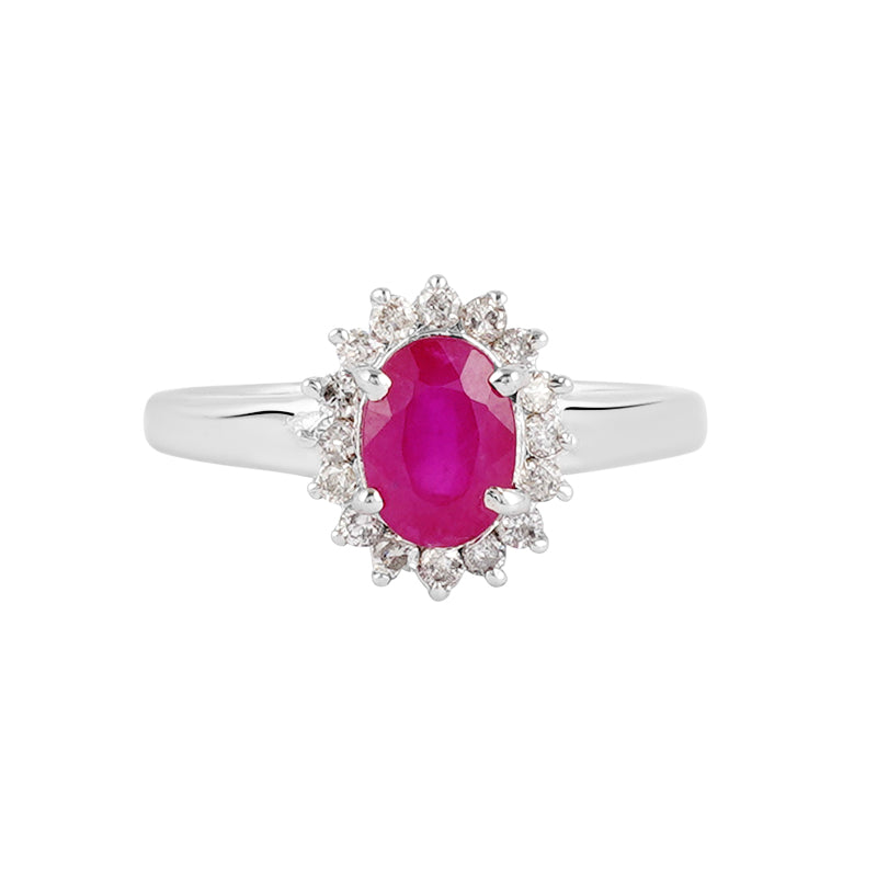 Ruby & Diamond Ring in Sterling Silver